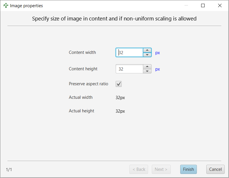 Image properties dialog